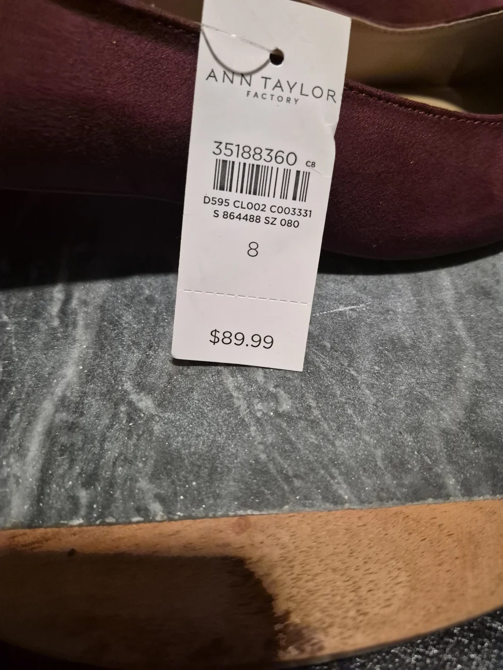 Ann Taylor Factory Women's Burgundy Textile Pointed Toe Block Heel Pumps 8